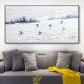 Skier on Snowy Mountain Wall Art Sport White Snow Skiing Room Decor by Knife 19